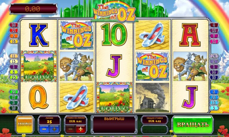 winnings of oz video slot